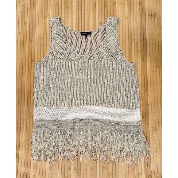 Lane Bryant Tops - Lane Bryant Fringe Knit Tank Top Sleeveless Stretch Beige Sweater Women’s 18/20